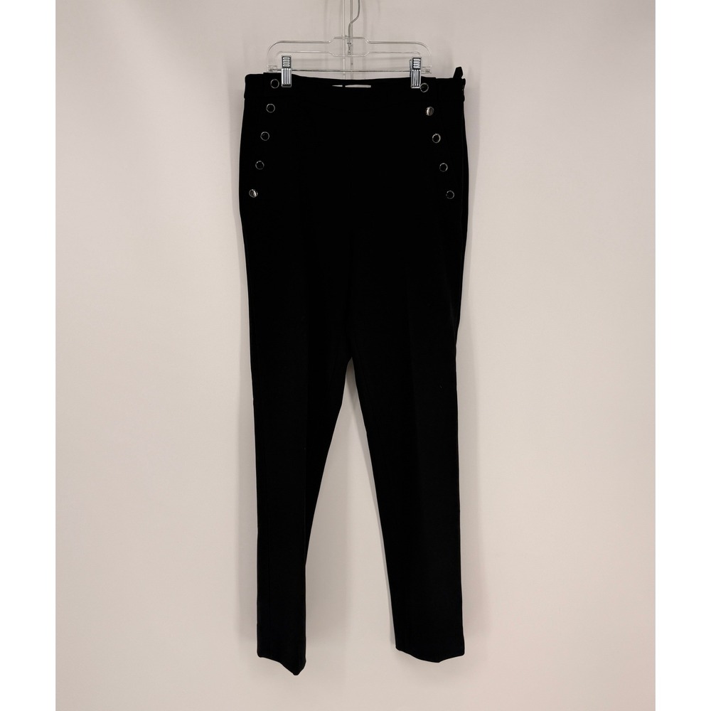 Per Se by Carlisle Pants Women 6 Black Sailor Button Silk Lined Professional